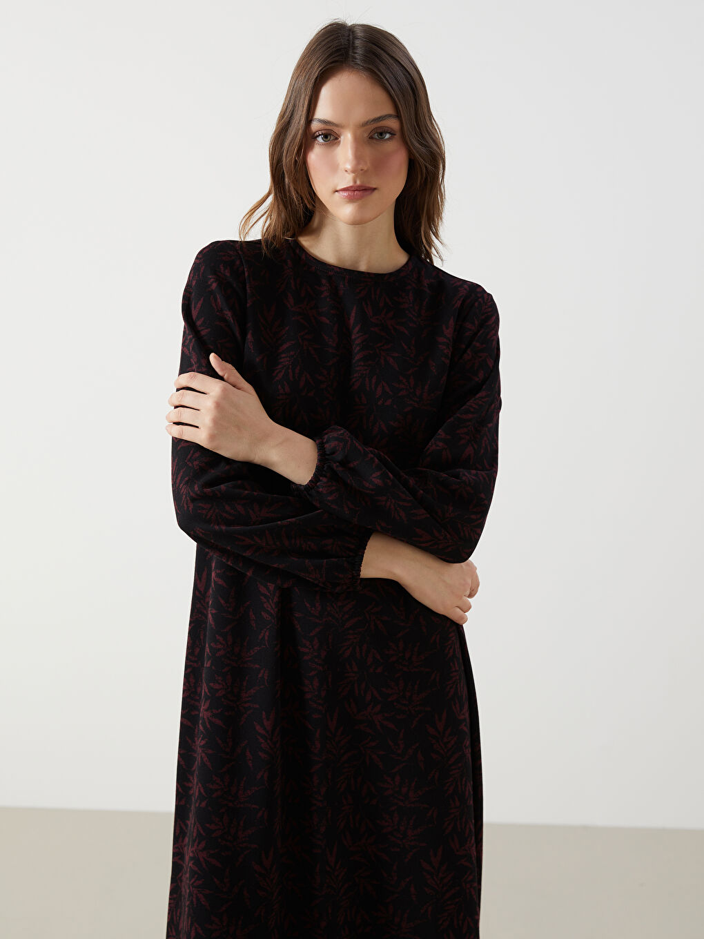 Robe à motifs à col rond pour Femmes-1