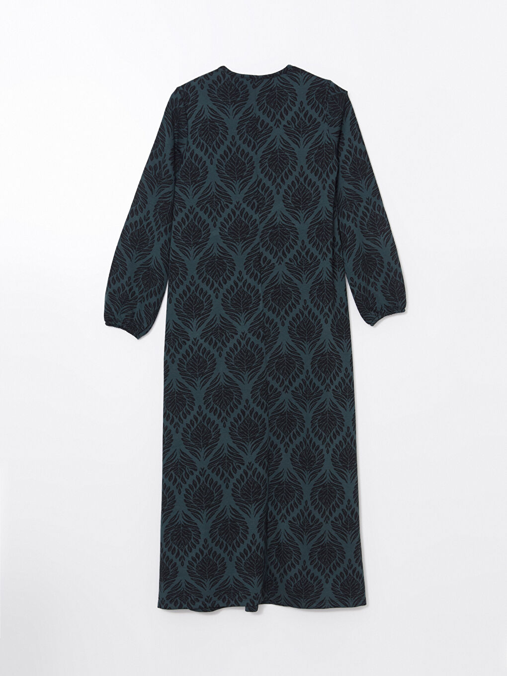 فستان نسائي بنقشة وياقة دائرية-5