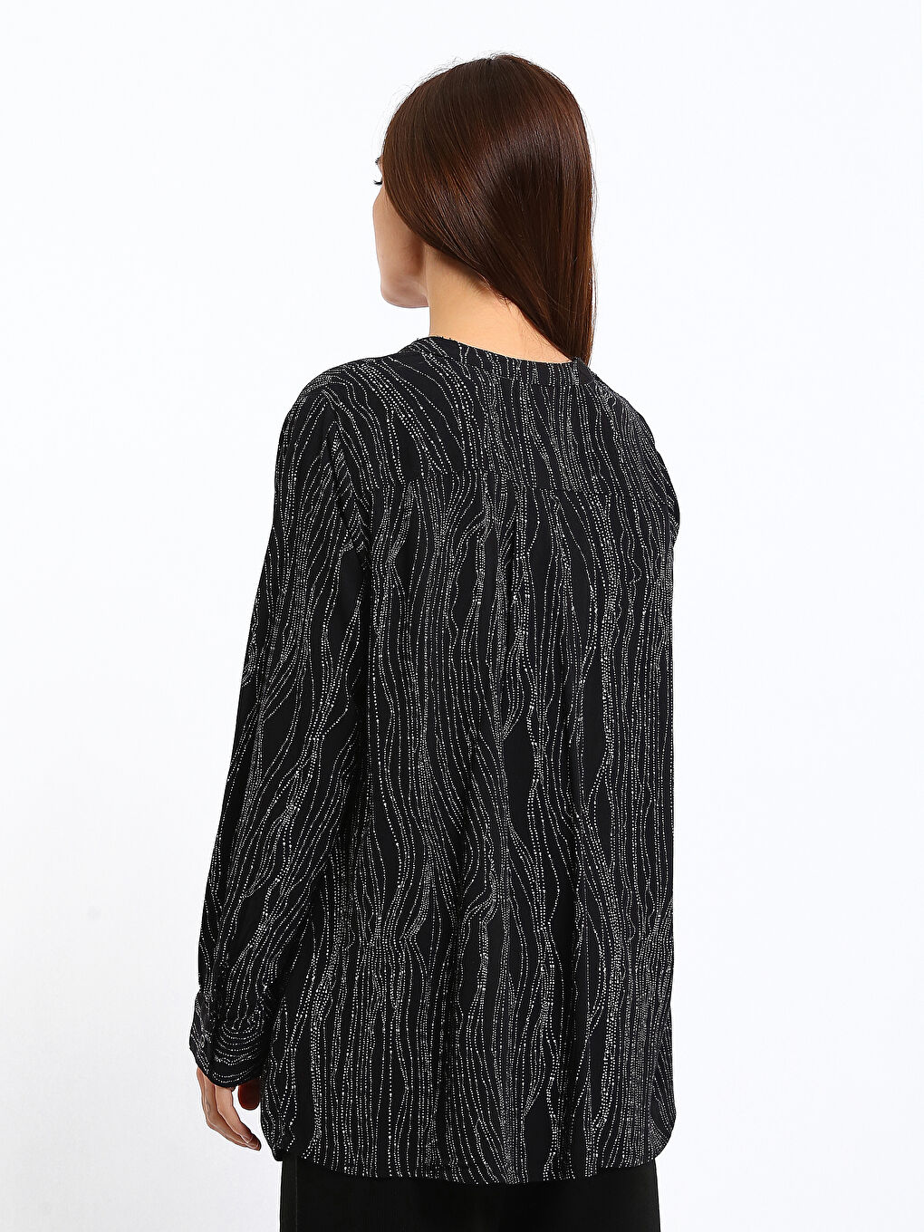 Notch Neck Patterned Women's Blouse-4