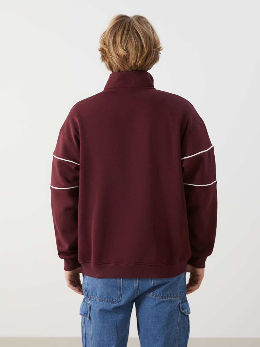 XSIDE Bordo Dik Yaka Uzun Kollu Baskılı Erkek Sweatshirt - 3