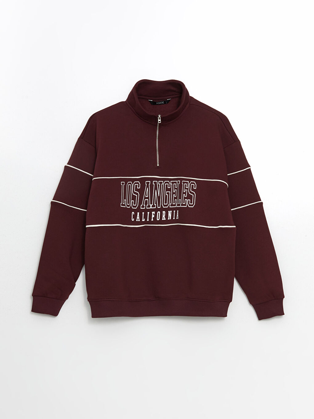 XSIDE Bordo Dik Yaka Uzun Kollu Baskılı Erkek Sweatshirt - 4