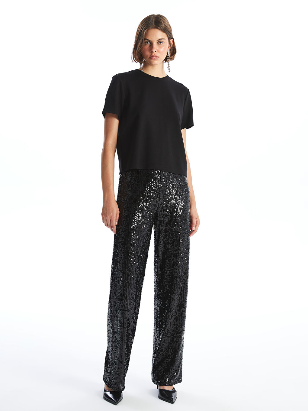 LCW Vision Standard Fit Sequined Women's Trousers -W4HQ20Z8-CVL