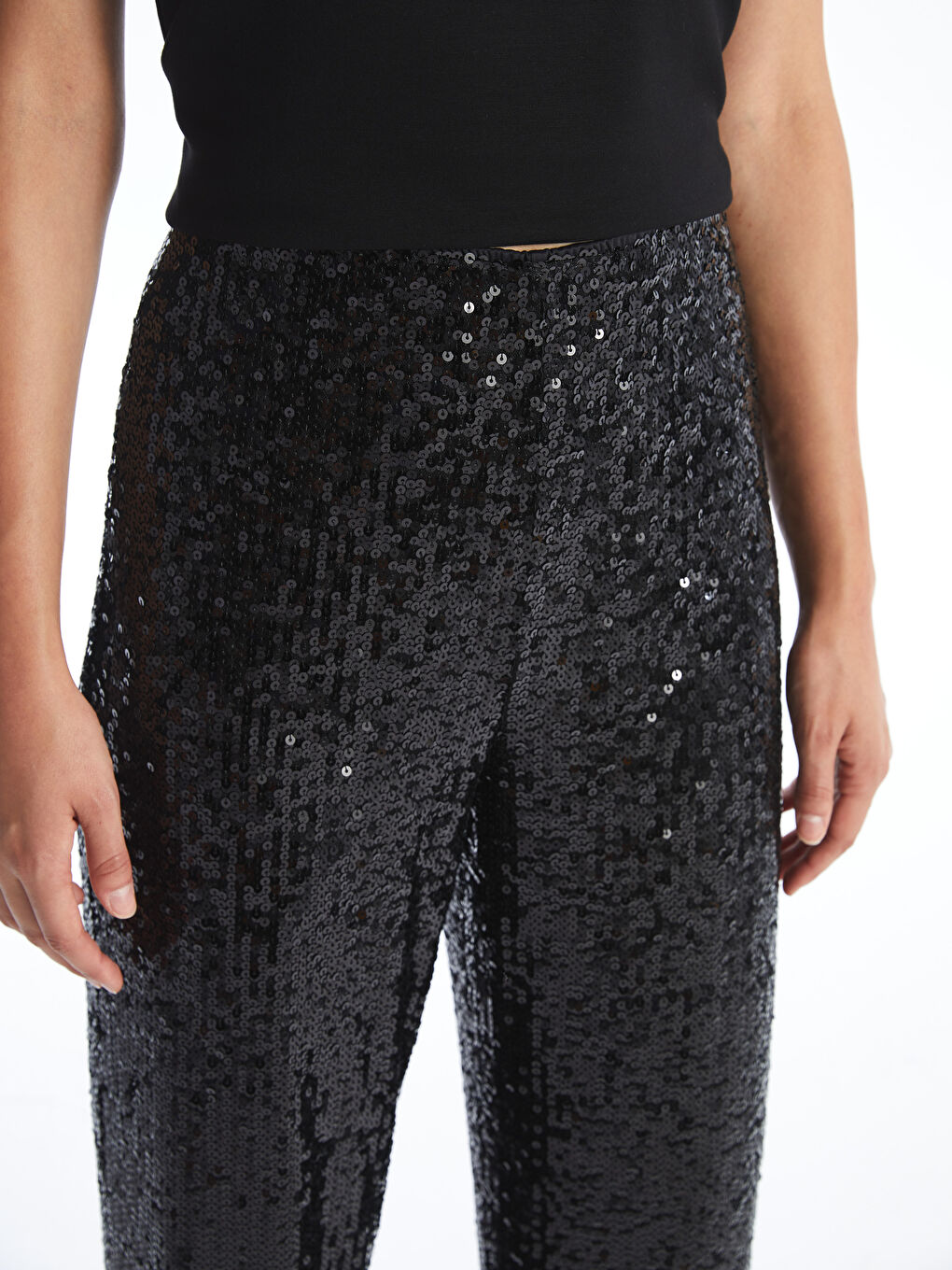 LCW Vision Standard Fit Sequined Women's Trousers -W4HQ20Z8-CVL