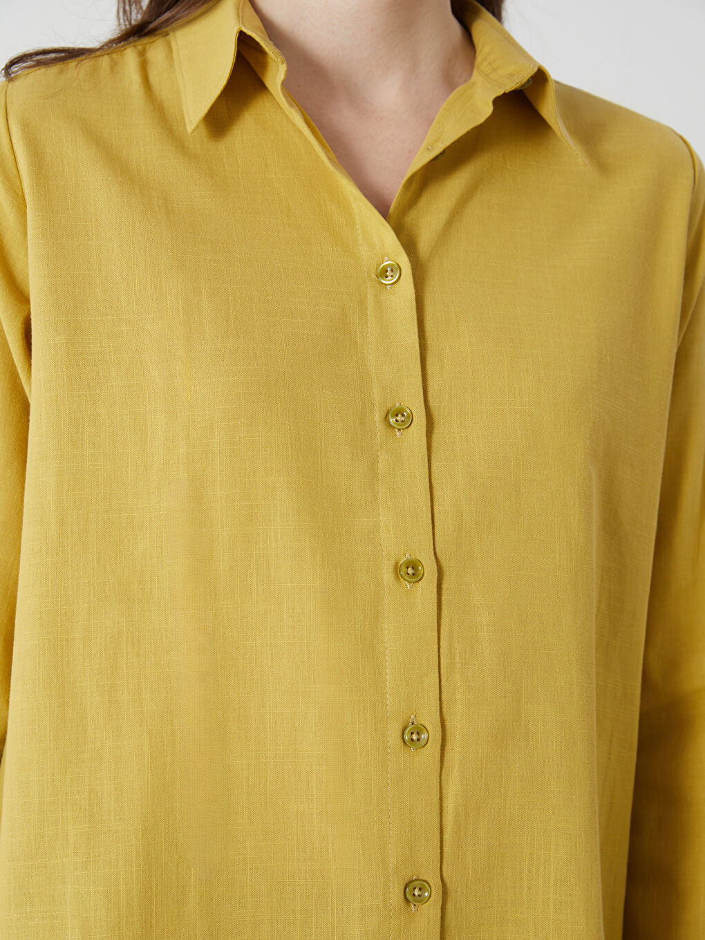 LCWAIKIKI Classic Plain Long Sleeve Dobby Women's Shirt Tunic -W4HQ41Z8-GLE
