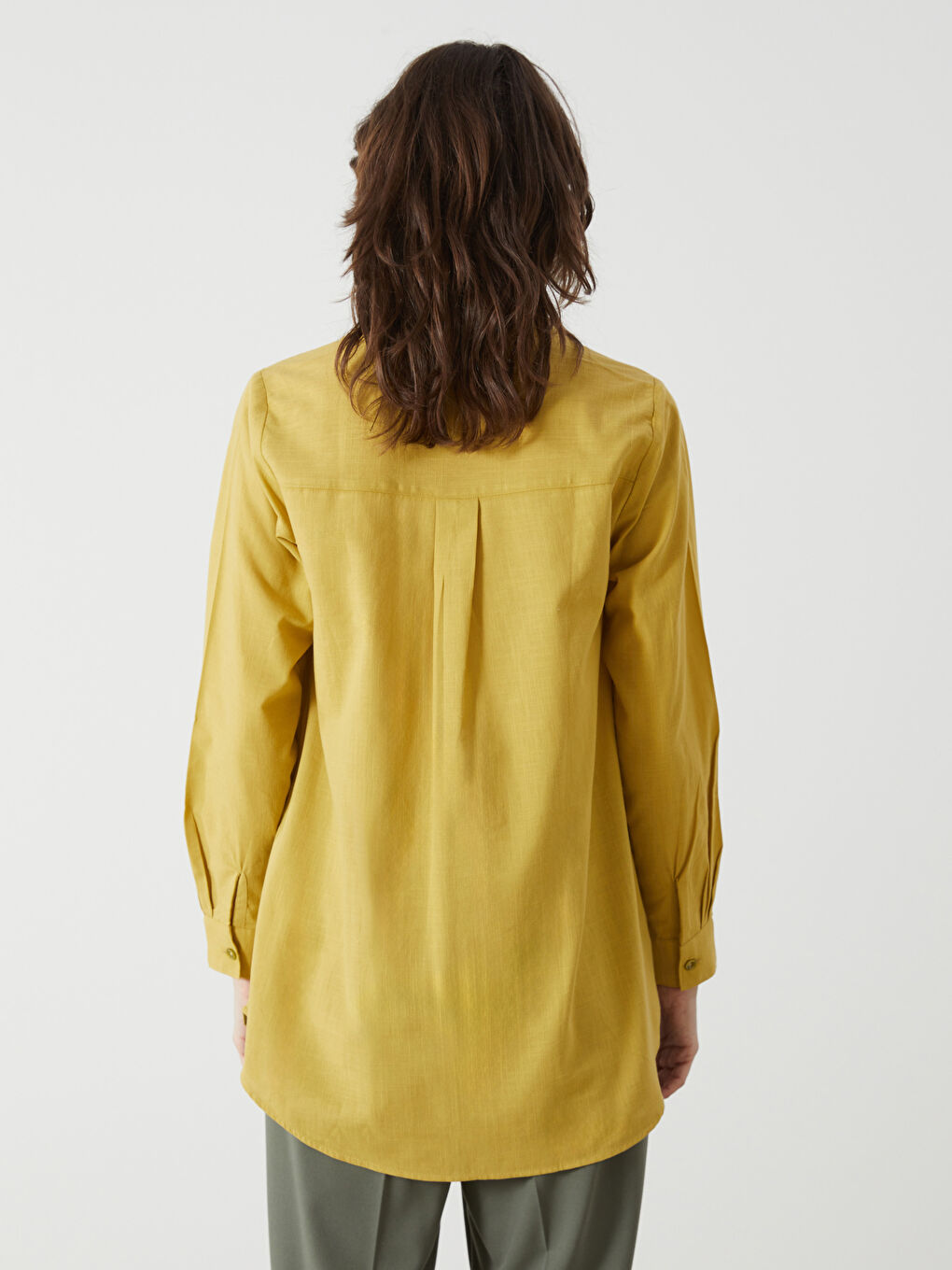 LCWAIKIKI Classic Plain Long Sleeve Dobby Women's Shirt Tunic -W4HQ41Z8-GLE