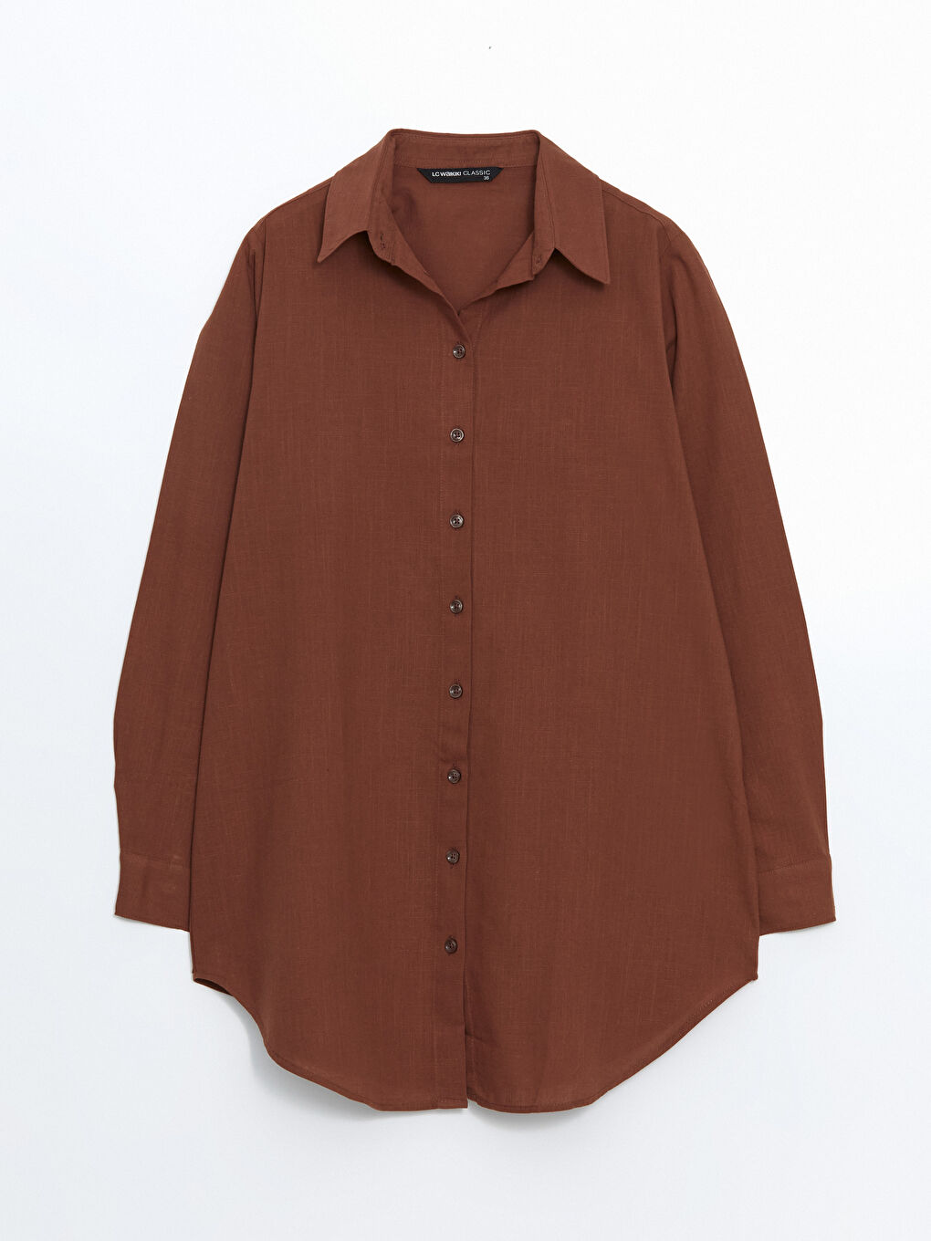 Plain Long Sleeve Dobby Women's Shirt Tunic -W4HQ41Z8-HGE
