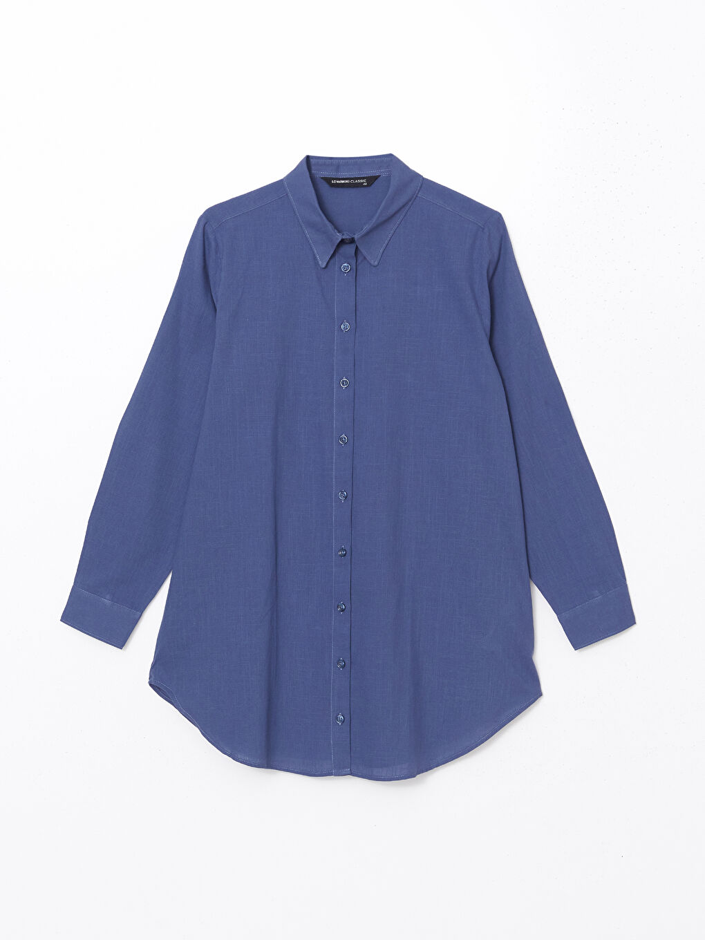 Plain Long Sleeve Dobby Women's Shirt Tunic-4