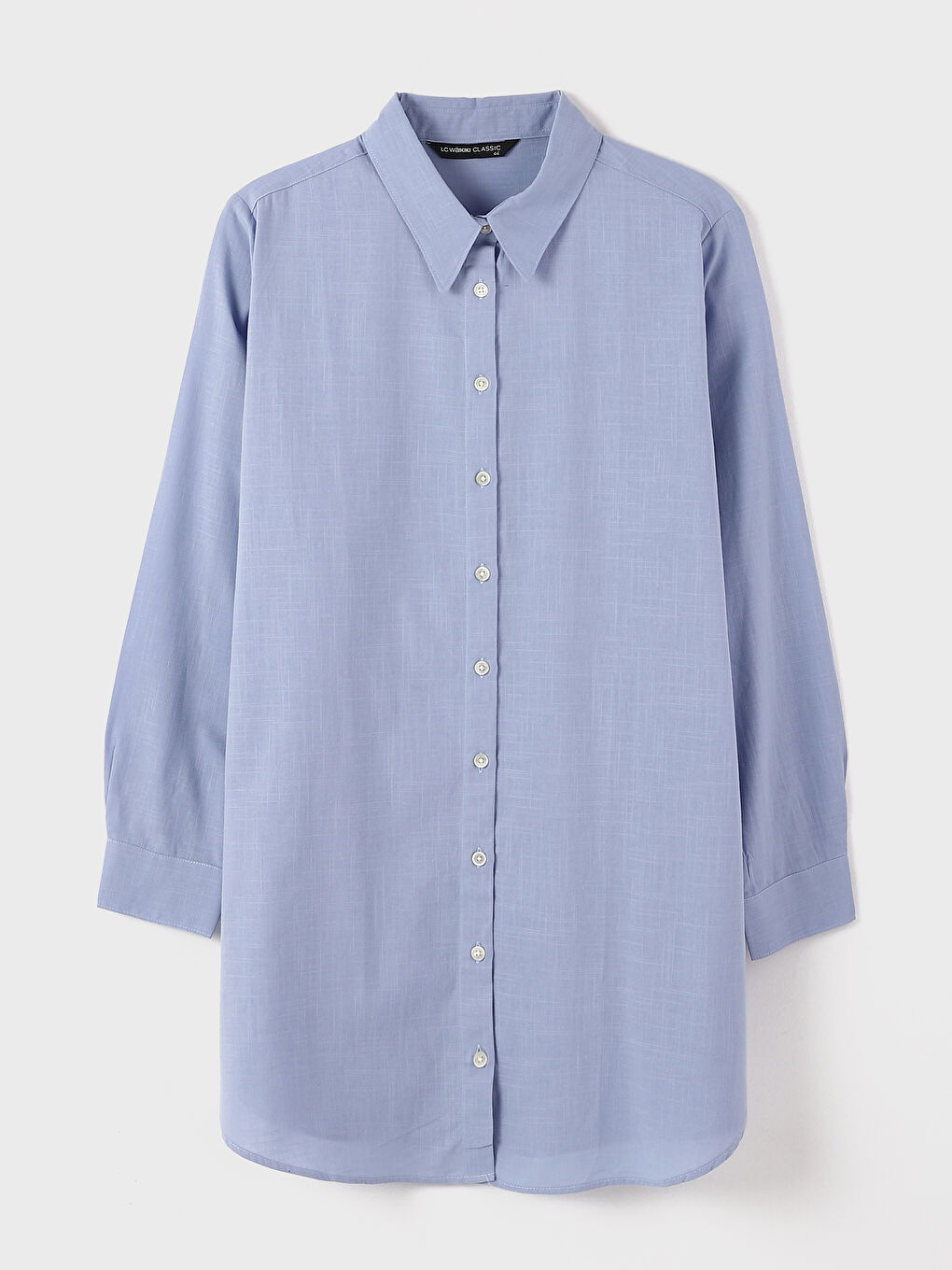 Tunique Chemise Dobby à Manches Longues Uni pour Femmes-4