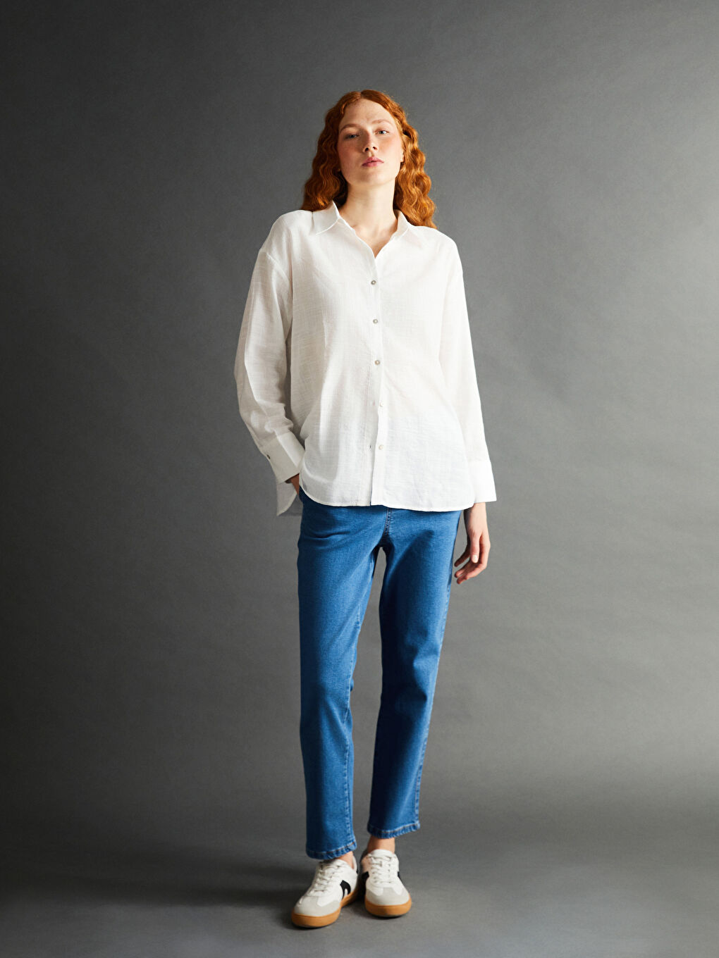 Elasticated Waist Straight Fit Women's Jeans -W4HQ43Z8-315