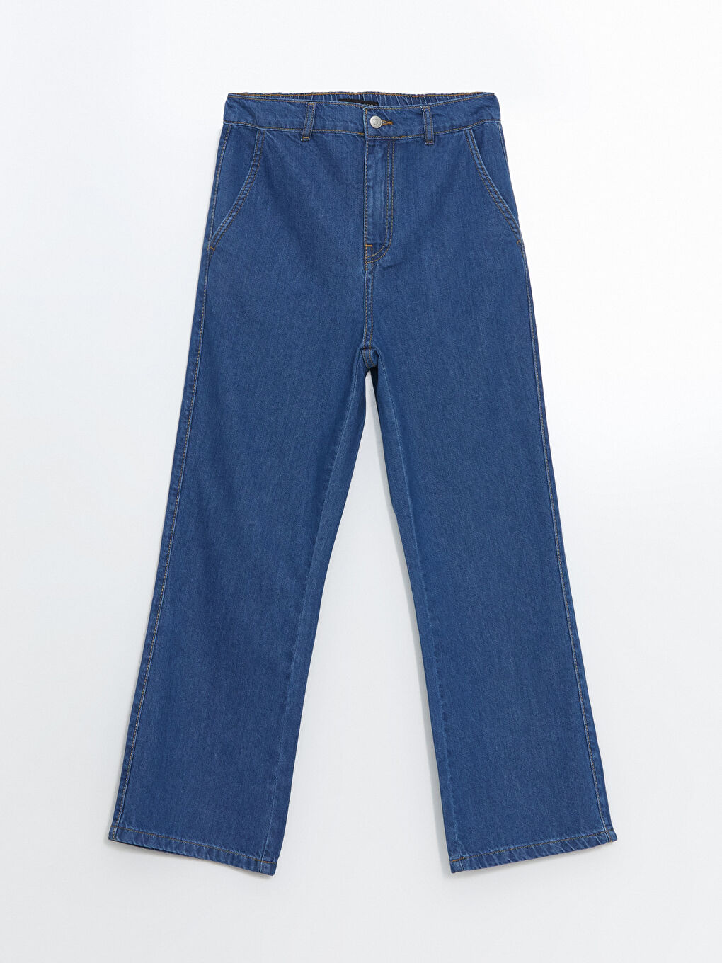 Elasticated Waist Straight Fit Women's Jeans -W4HQ47Z8-H45