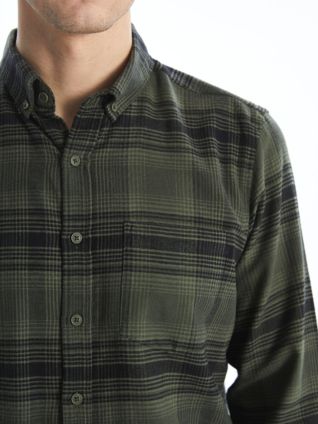 Regular Fit Long Sleeve Plaid Men's Flannel Shirt-2