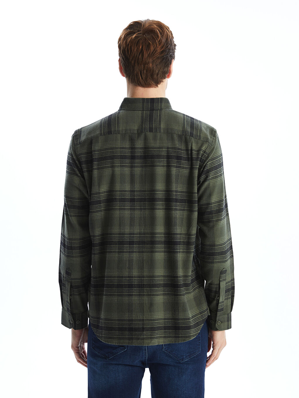 Regular Fit Long Sleeve Plaid Men's Flannel Shirt-3