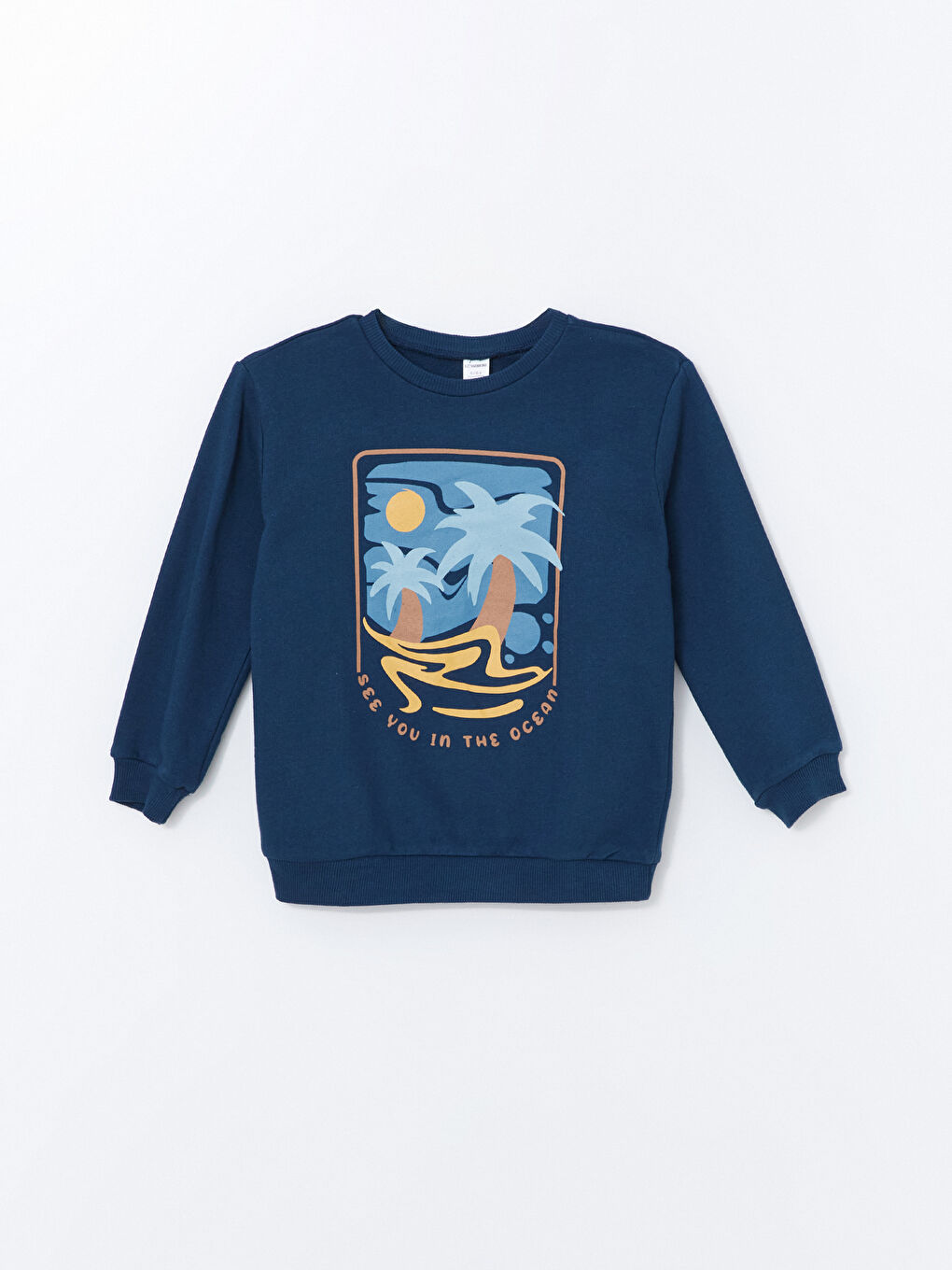 LCW Kids İndigo Bisiklet Yaka Baskılı Erkek Bebek Sweatshirt