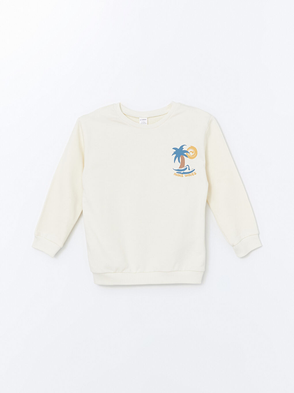 LCW Kids Açık Bej Bisiklet Yaka Baskılı Erkek Bebek Sweatshirt