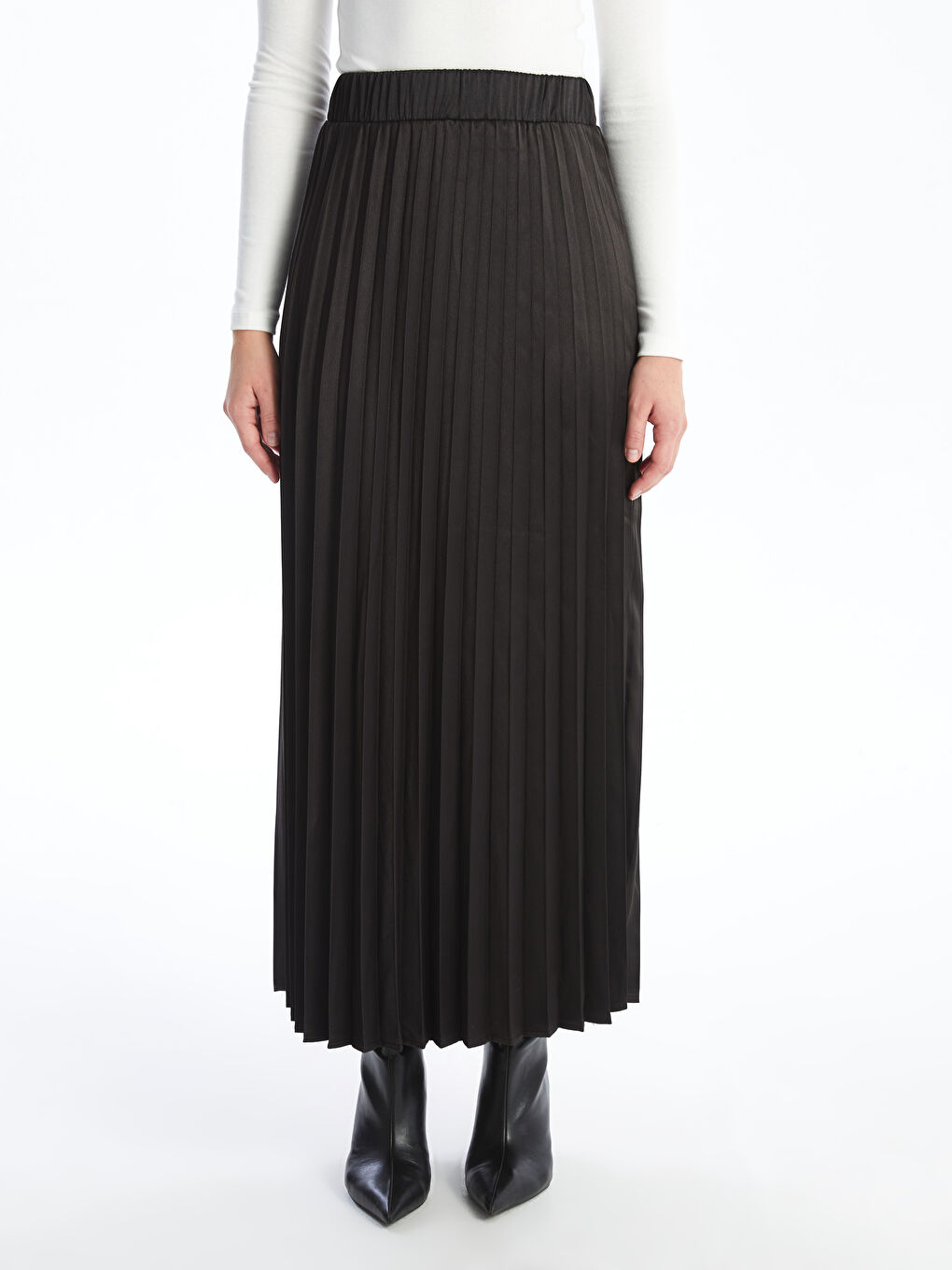 Elasticated Waist Women's Pleated Skirt-1