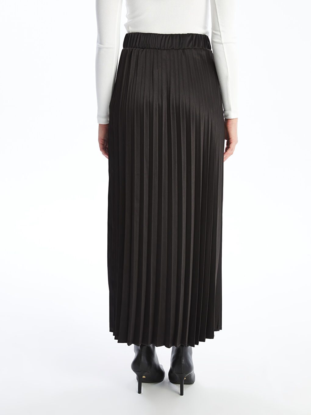 Elasticated Waist Women's Pleated Skirt-3