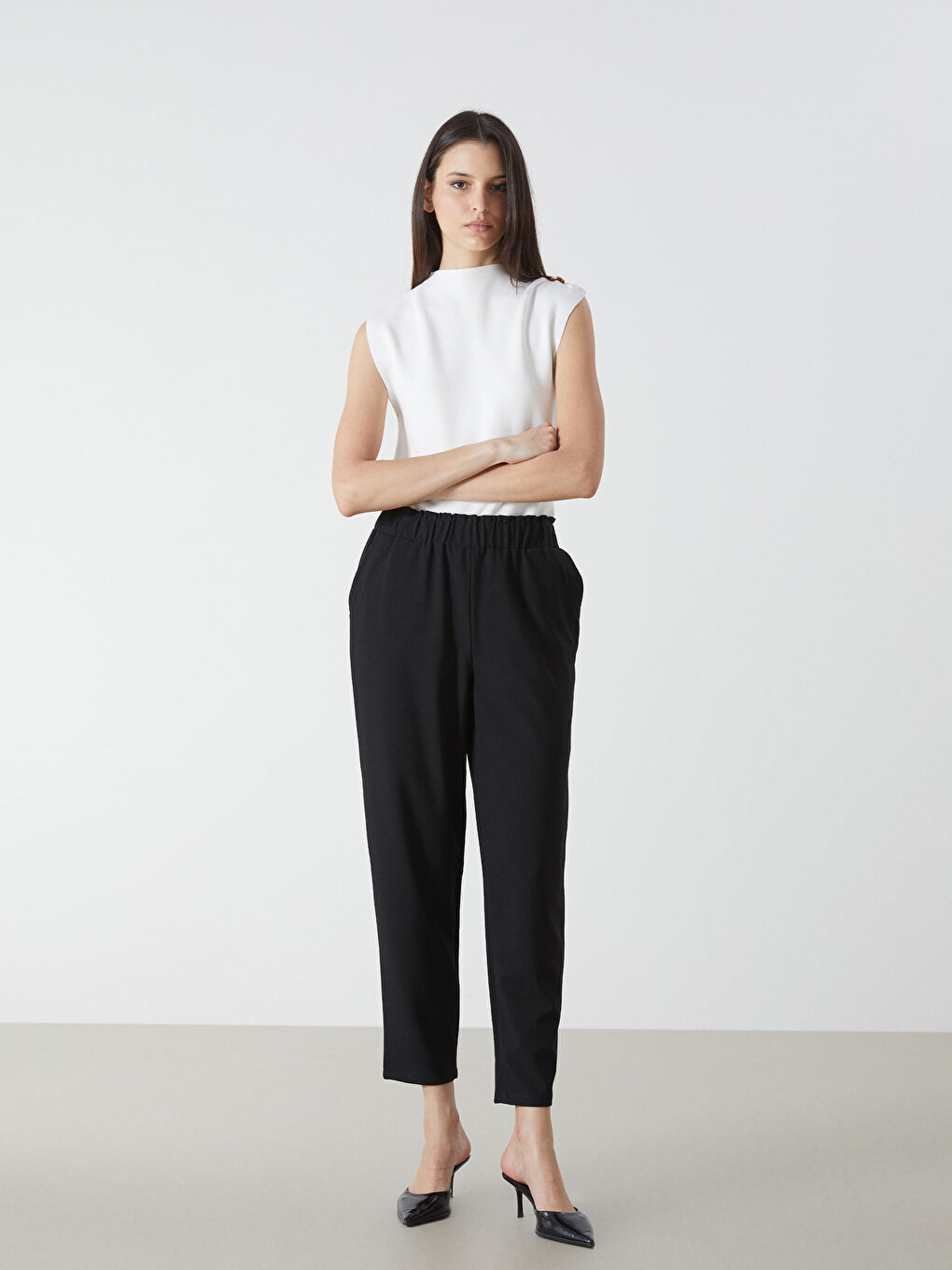 Elasticated Waist Women's Trousers -W4HR12Z8-CVL