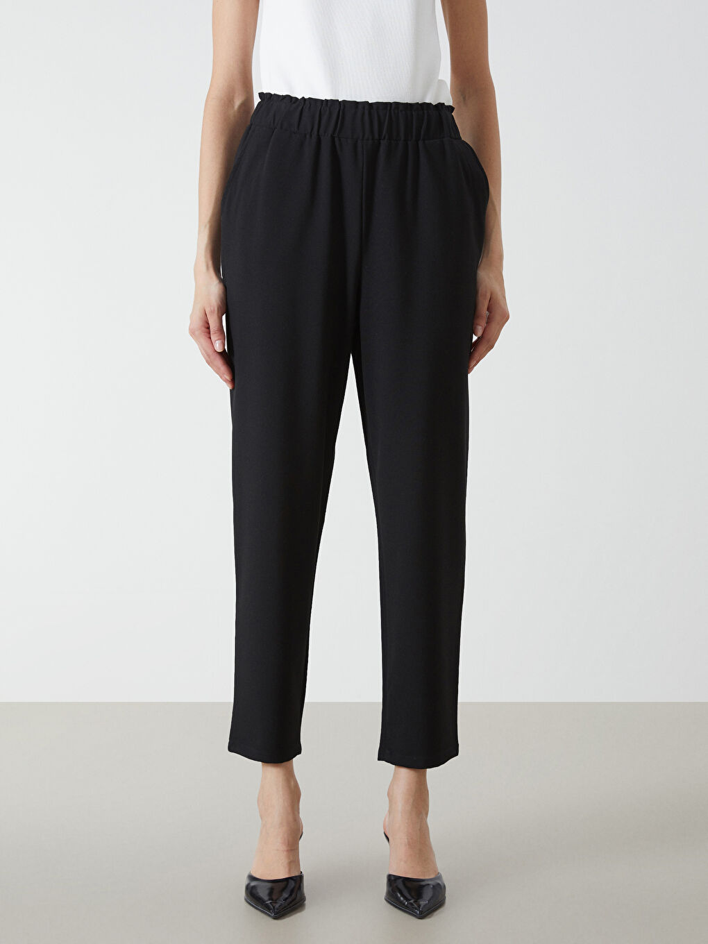 Elasticated Waist Women's Trousers -W4HR12Z8-CVL