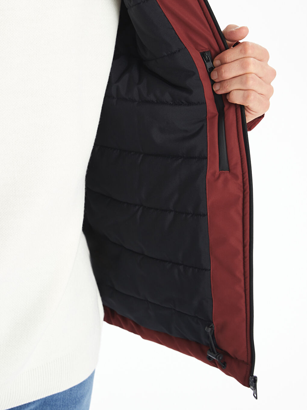 Kahverengi Standart Kalıp Kapüşonlu Erkek Mont-3