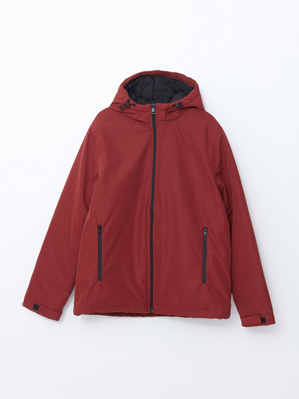 Kahverengi Standart Kalıp Kapüşonlu Erkek Mont-5