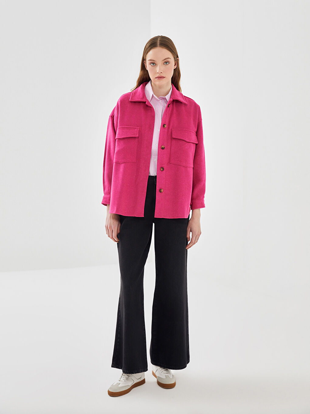 Oversize Twill Women's Shirt Jacket -W4HR71Z8-HUB