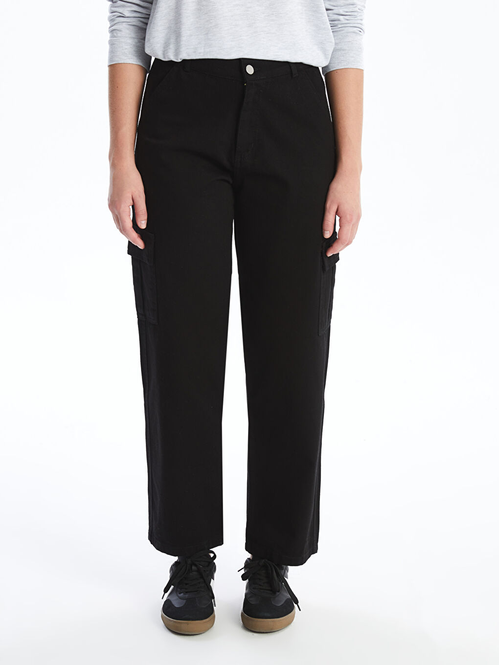Relaxed Fit Plain Wide Leg Women's Cargo Trousers -W4HR82Z8-CVL