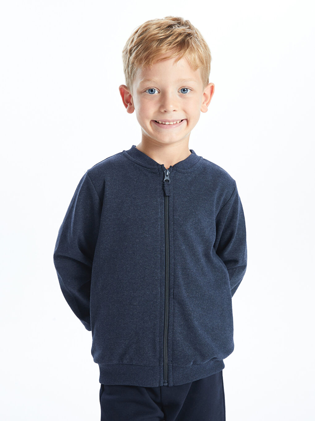 LCW Kids İndigo Basic Erkek Çocuk Fermuarlı Sweatshirt