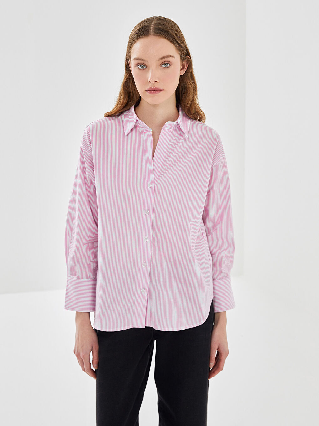 Chemise en Popeline Rayée pour Femmes