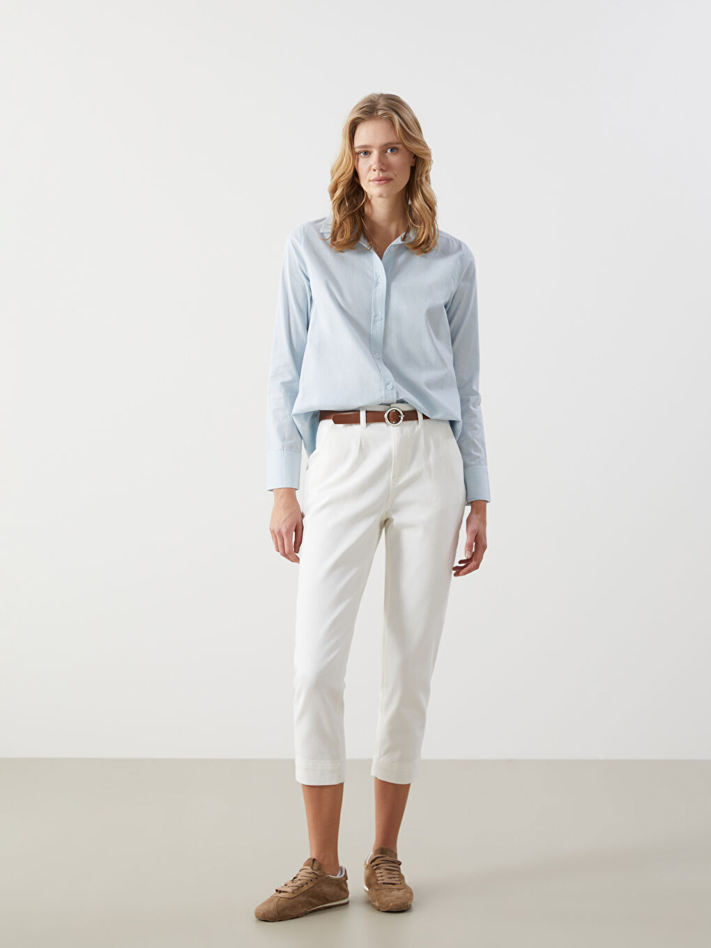 Plain Long Sleeve Dobby Women's Shirt-1