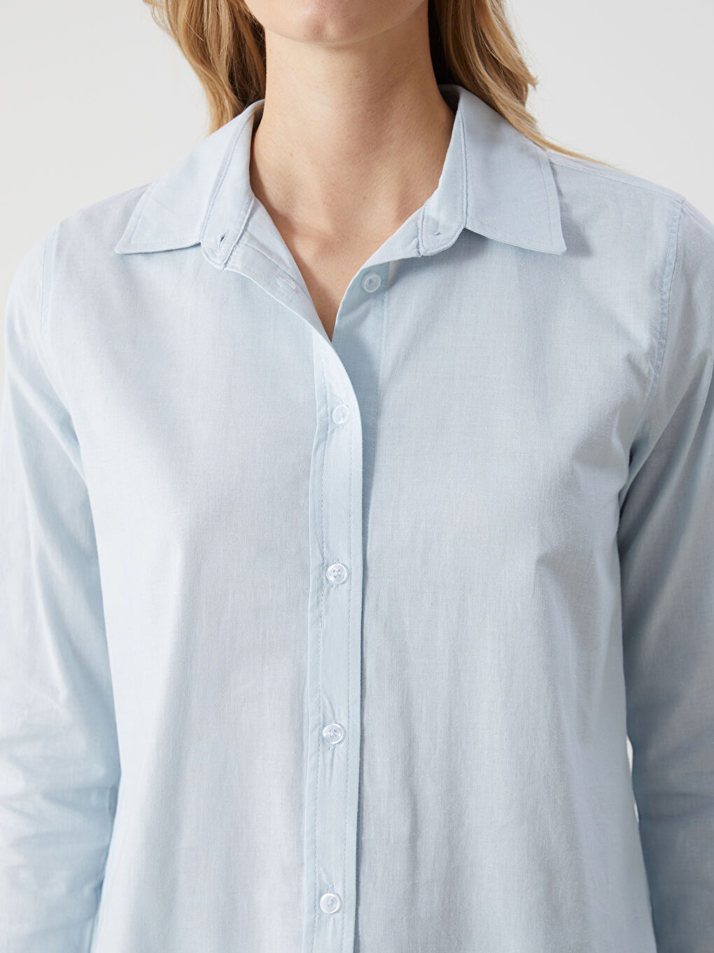 Plain Long Sleeve Dobby Women's Shirt-2