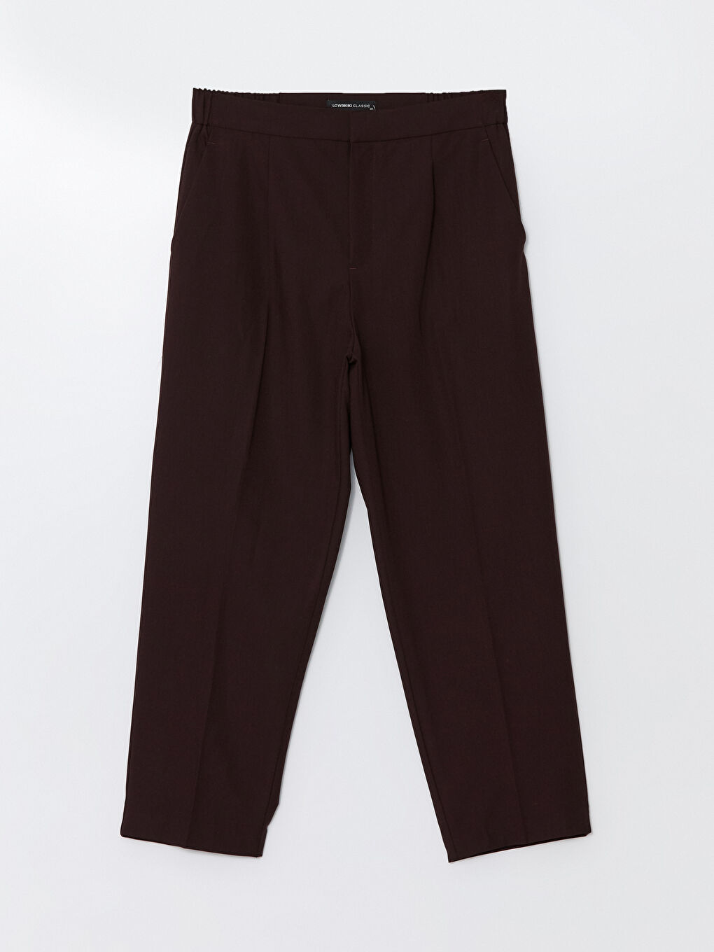 LCWAIKIKI Classic Bordo Beli Lastikli Düz Gabardin Kadın Pantolon - 4