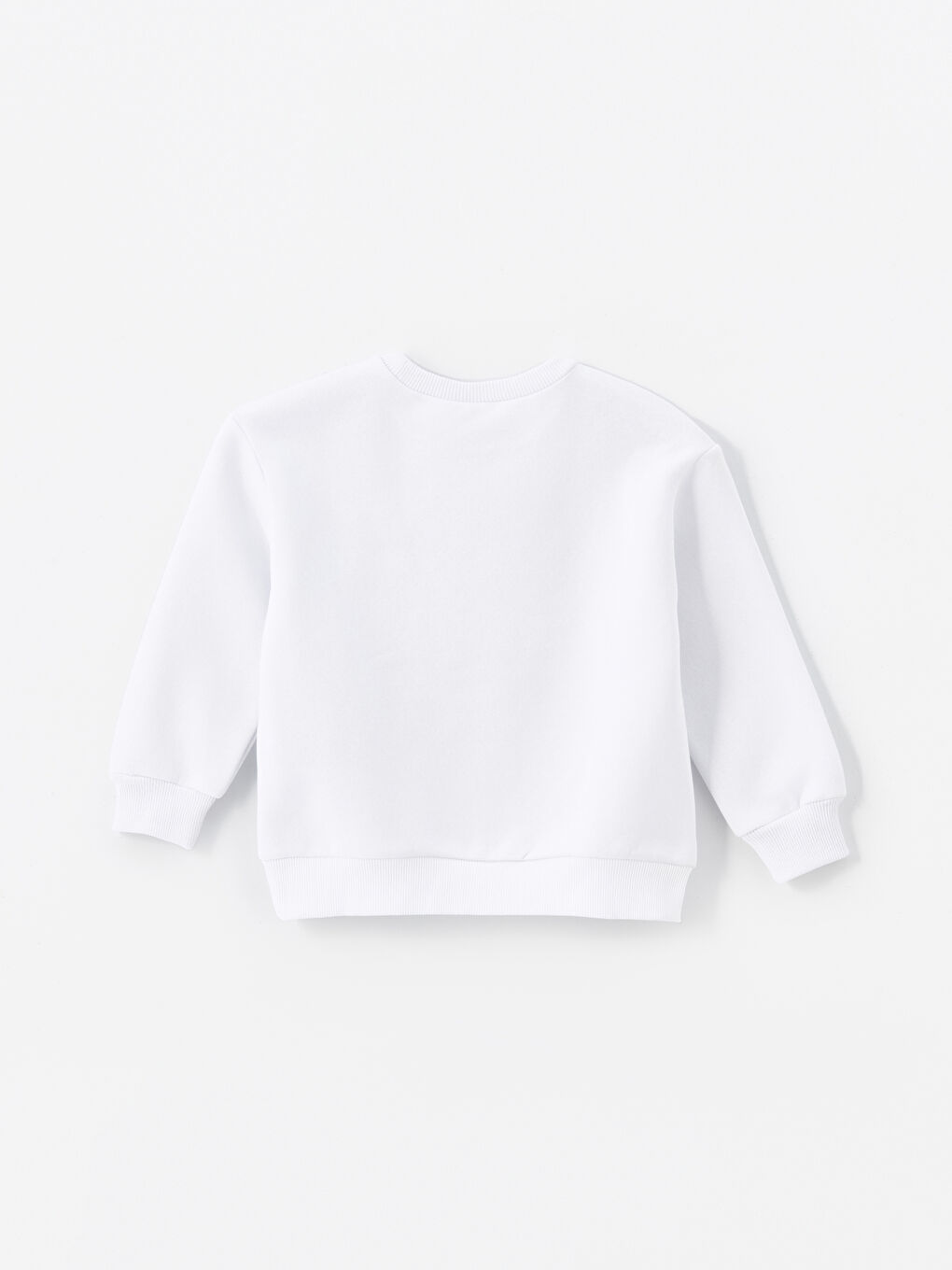 LCW ECO Beyaz Bisiklet Yaka Baskılı Uzun Kollu Kız Çocuk Sweatshirt - 1