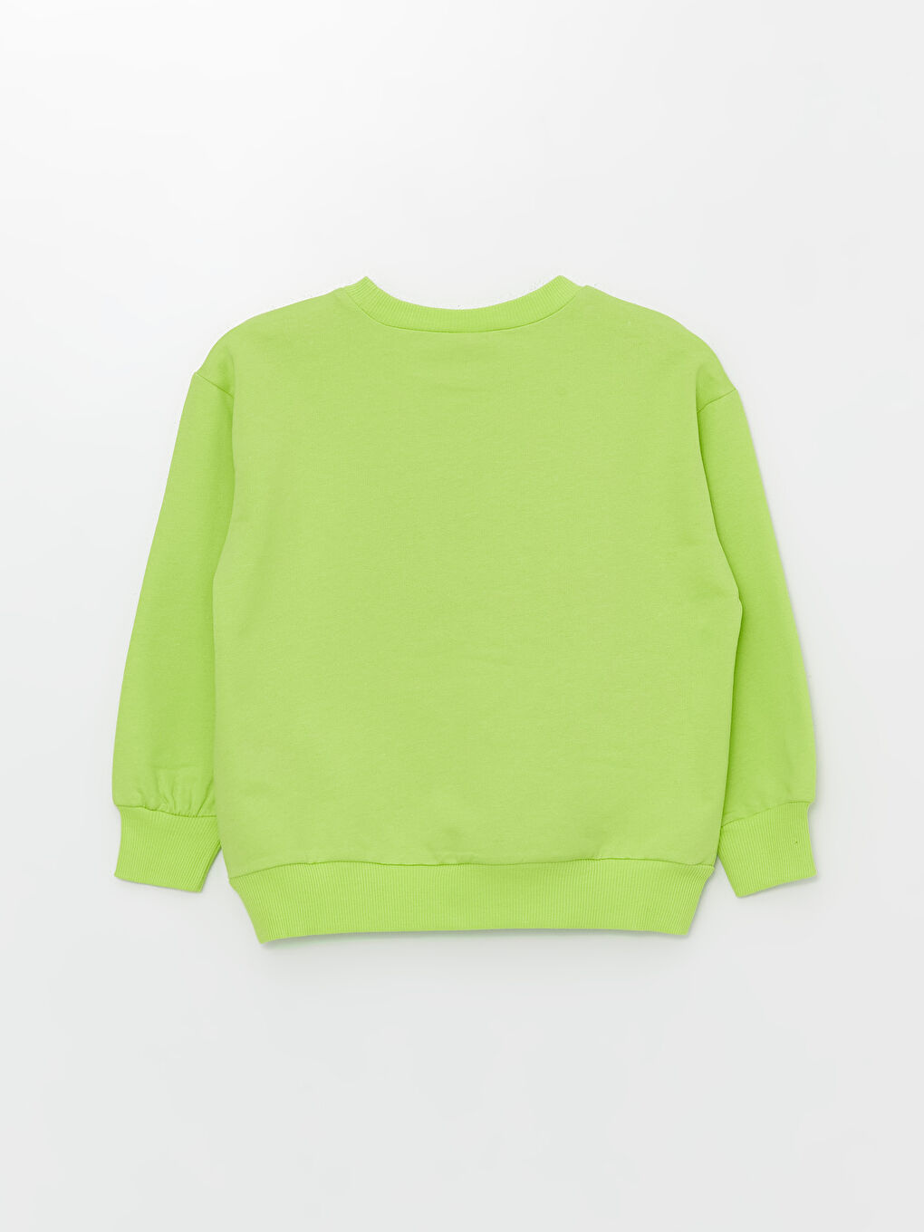 LCW ECO Neon Yeşil Bisiklet Yaka Baskılı Uzun Kollu Kız Çocuk Sweatshirt - 1