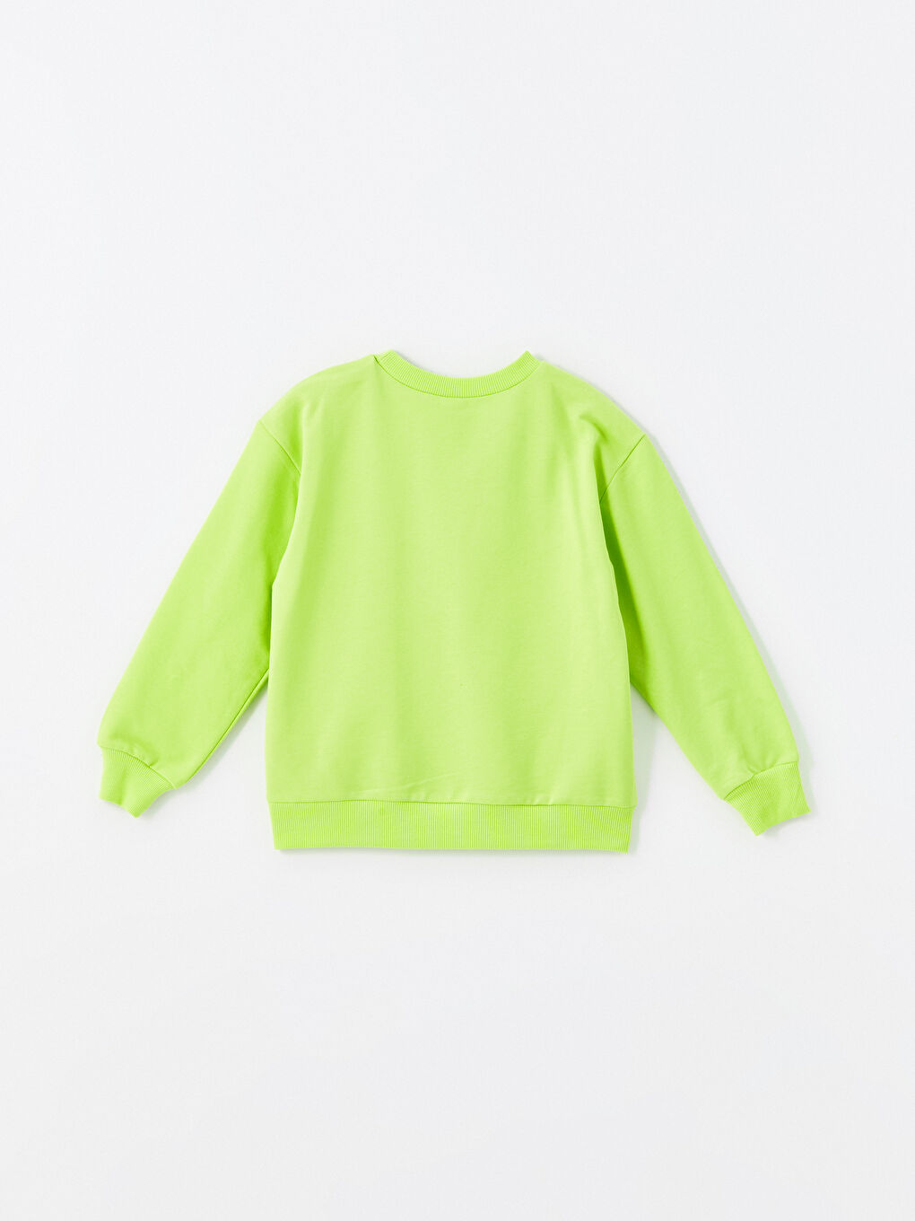 LCW ECO Neon Yeşil Bisiklet Yaka Baskılı Uzun Kollu Kız Çocuk Sweatshirt - 2