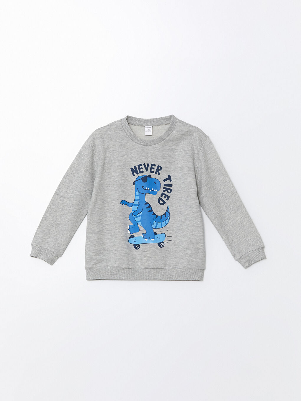 LCW Kids Gri Melanj Bisiklet Yaka Baskılı Erkek Bebek Sweatshirt ve Eşofman Alt 2'li Takım - 1