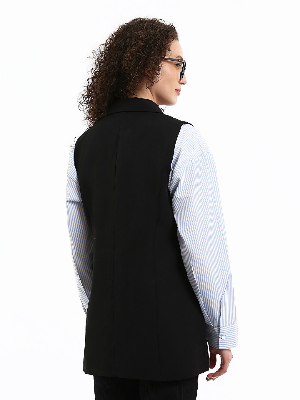 صدرية كلاسيك سادة بياقة على شكل حرف V للسيدات-4