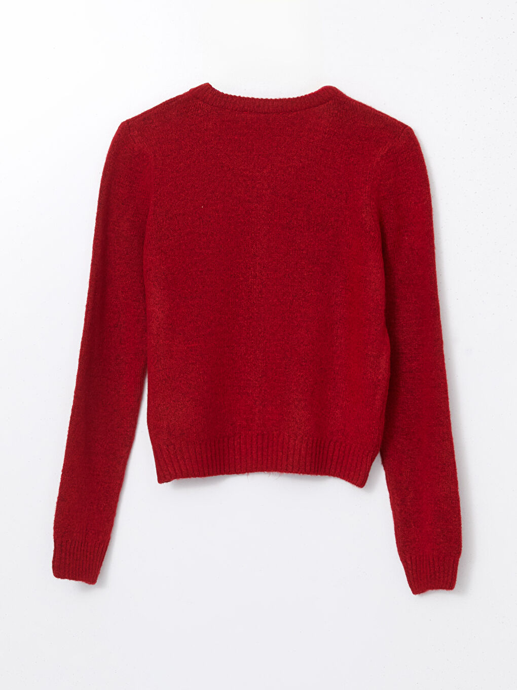 Kırmızı Bisiklet Yaka Crop Kadın Triko Hırka-5