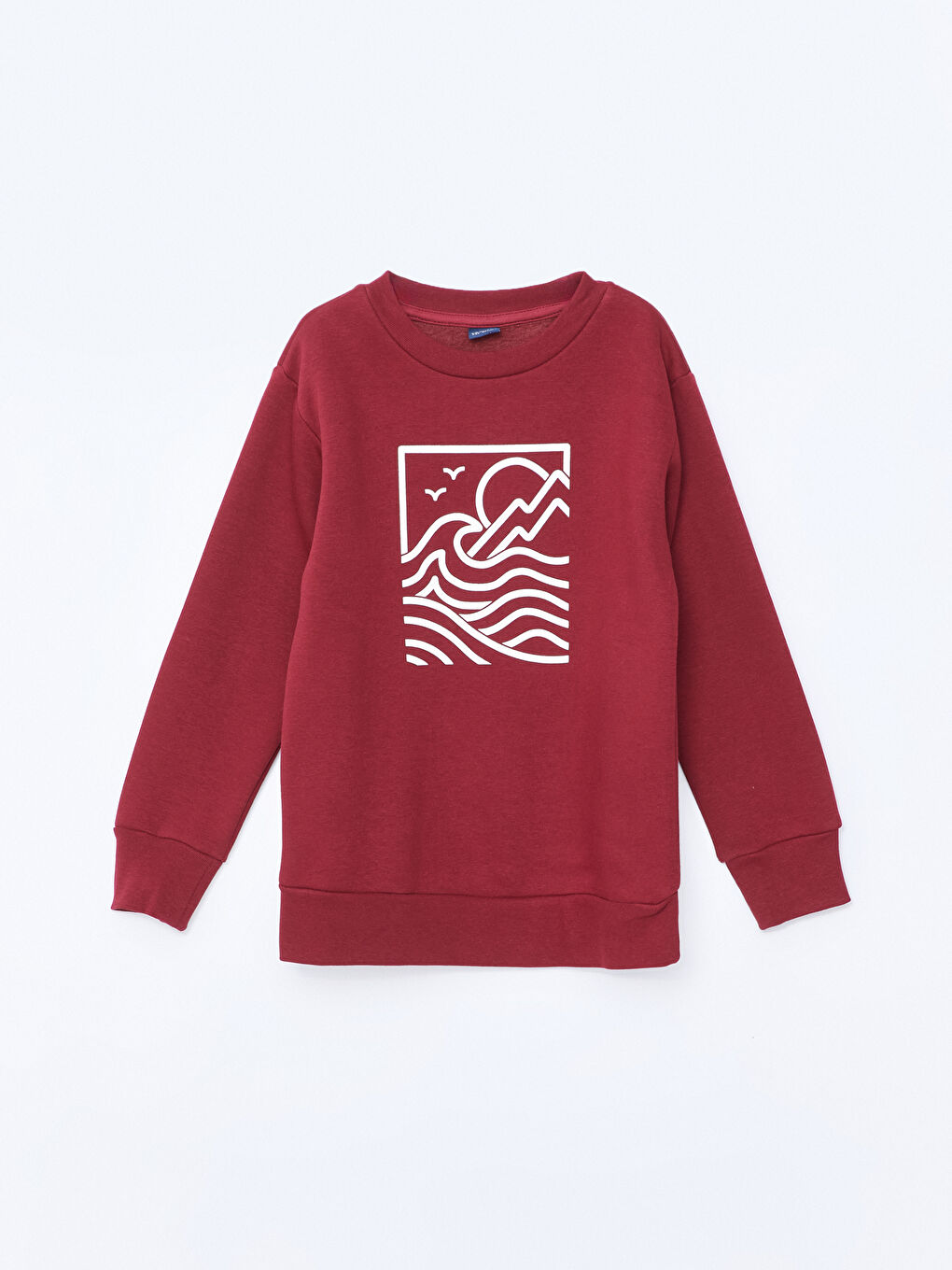 LCW ECO Kırmızı Bisiklet Yaka Baskılı Uzun Kollu Erkek Çocuk Sweatshirt