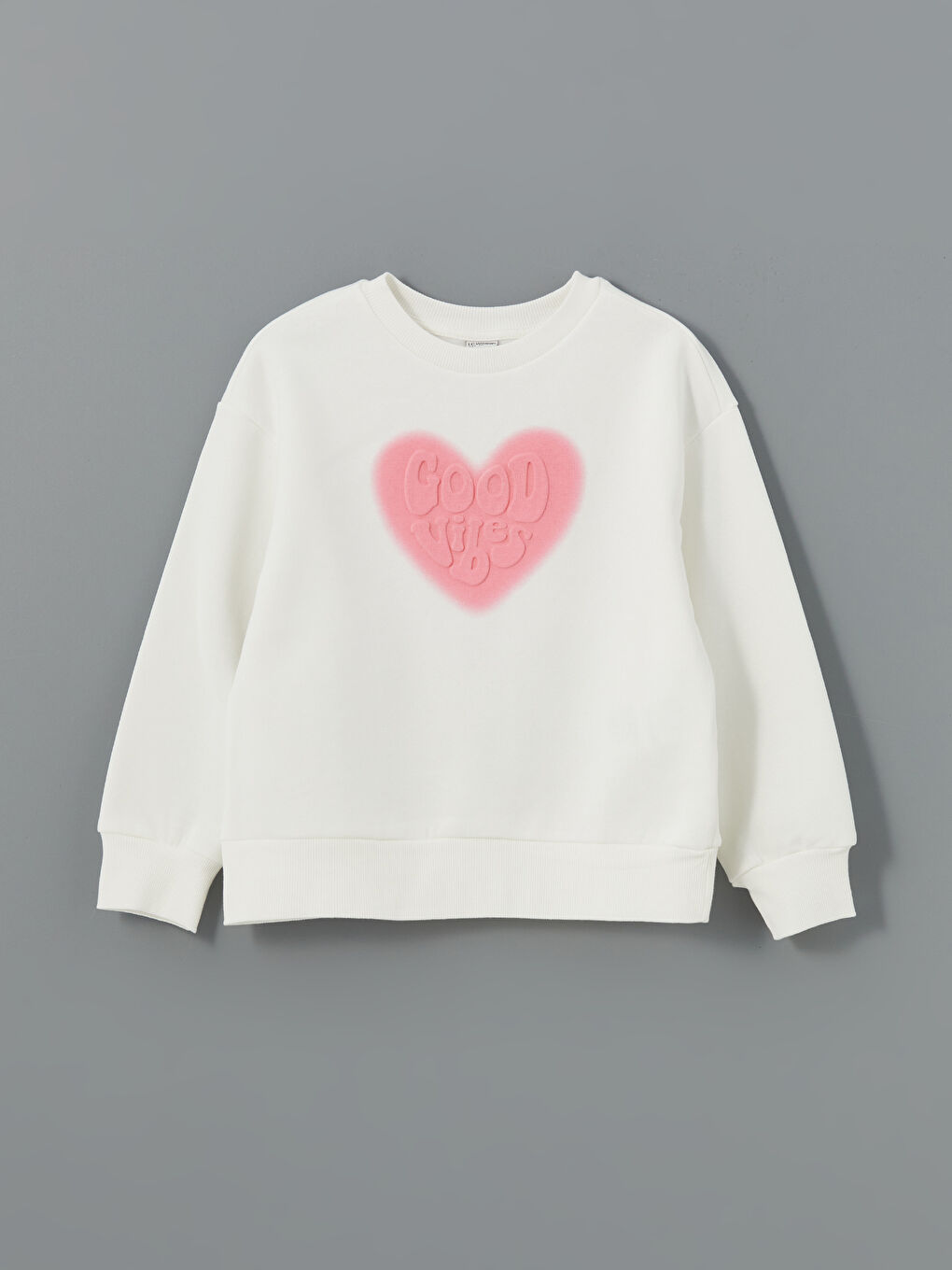 LCW Kids Ekru Bisiklet Yaka Kız Çocuk Kalın Sweatshirt