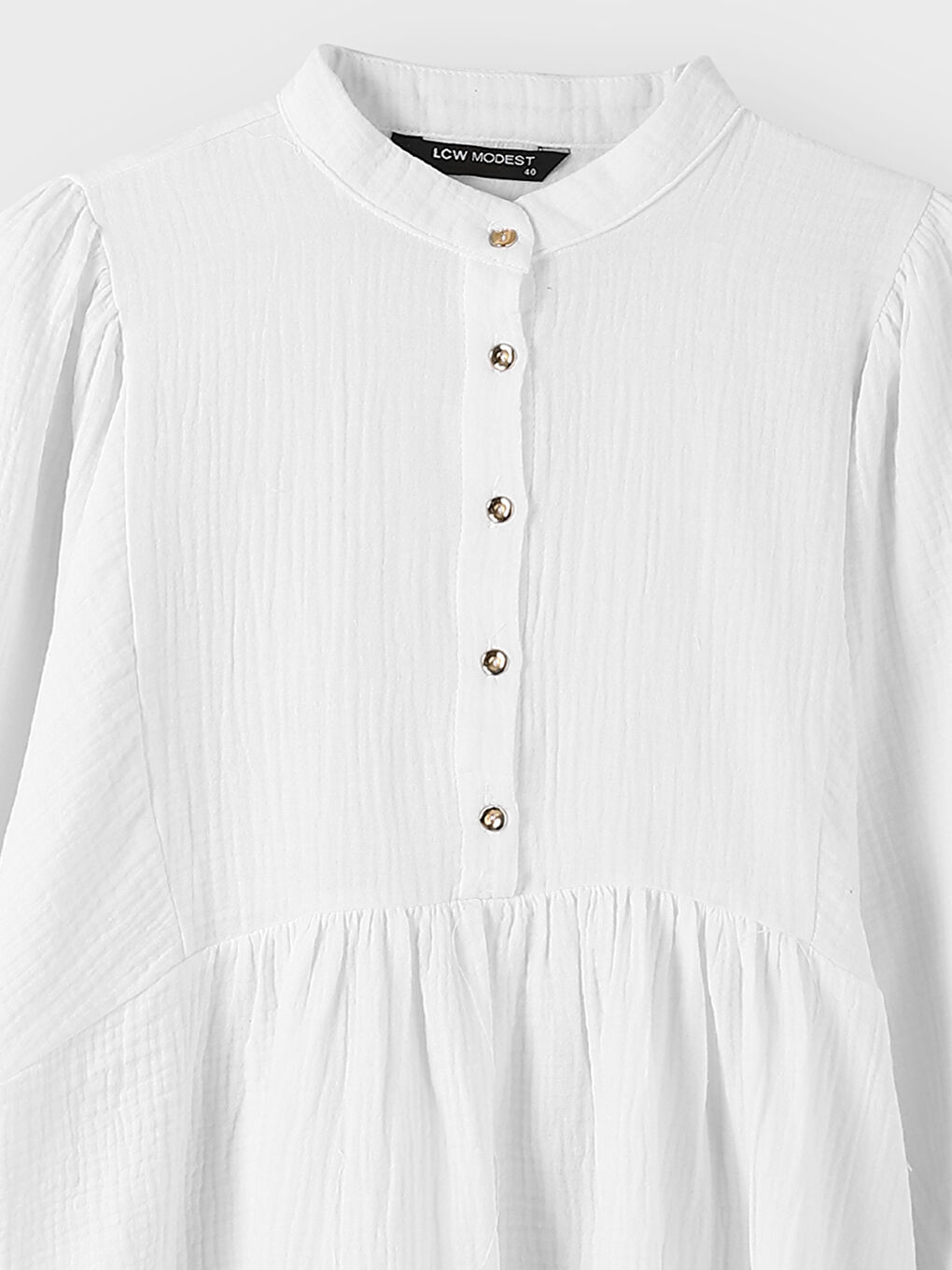 Grandad Collar Plain Long Sleeve Women's Tunic -W4HT71Z8-JYX