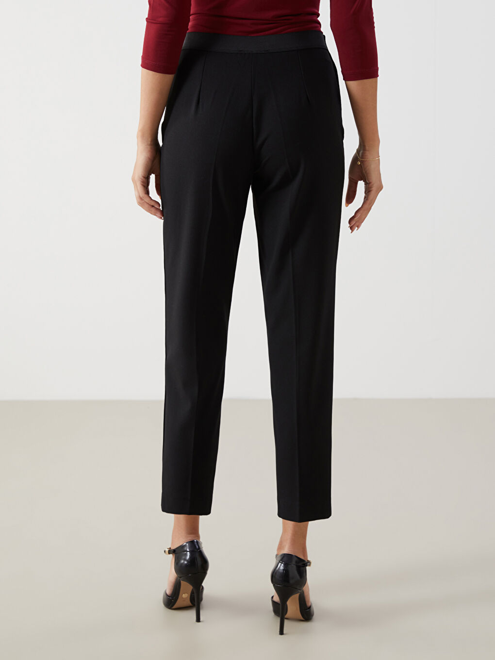 Elasticated Waist Slim Fit Women's Trousers-3