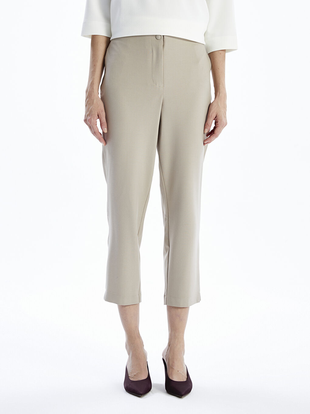 Elasticated Waist Slim Fit Women's Trousers-1