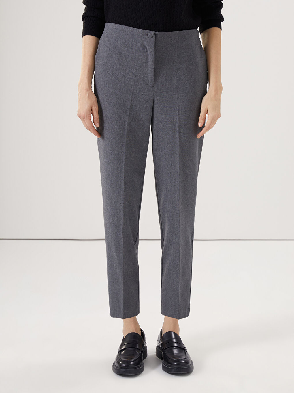 Elasticated Waist Slim Fit Women's Trousers-1