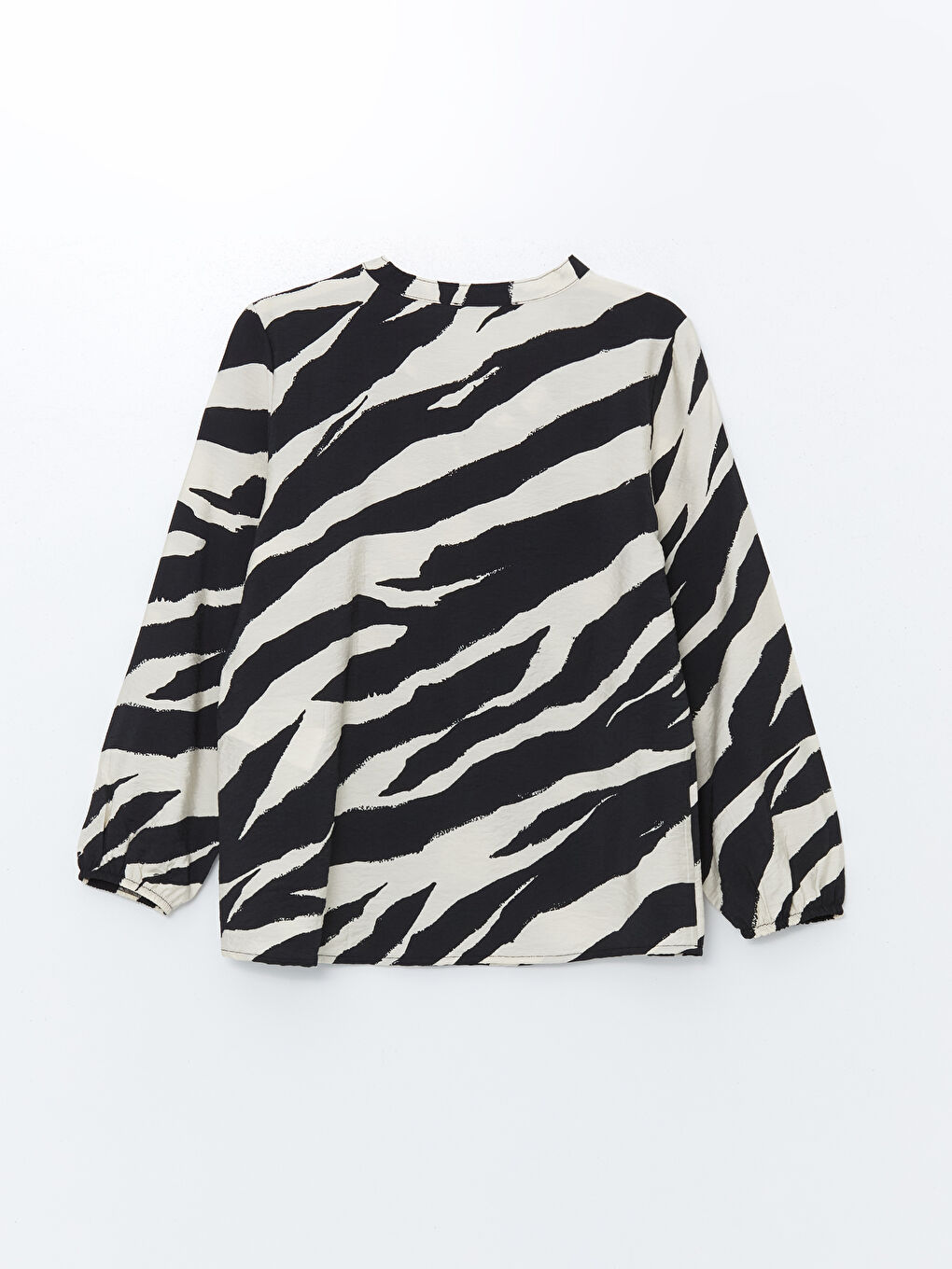 Siyah Bağlamalı Yaka Desenli Uzun Kollu Kadın Bluz-5