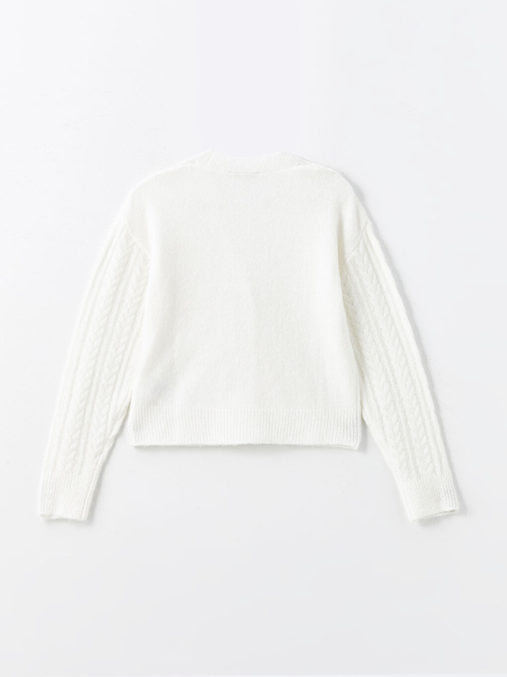 V Neck Self-Patterned Crop Women's Knitwear Cardigan-5