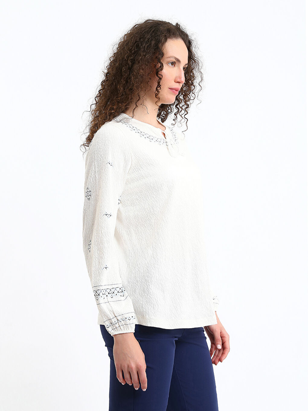 Tie Neck Women's Blouse-3