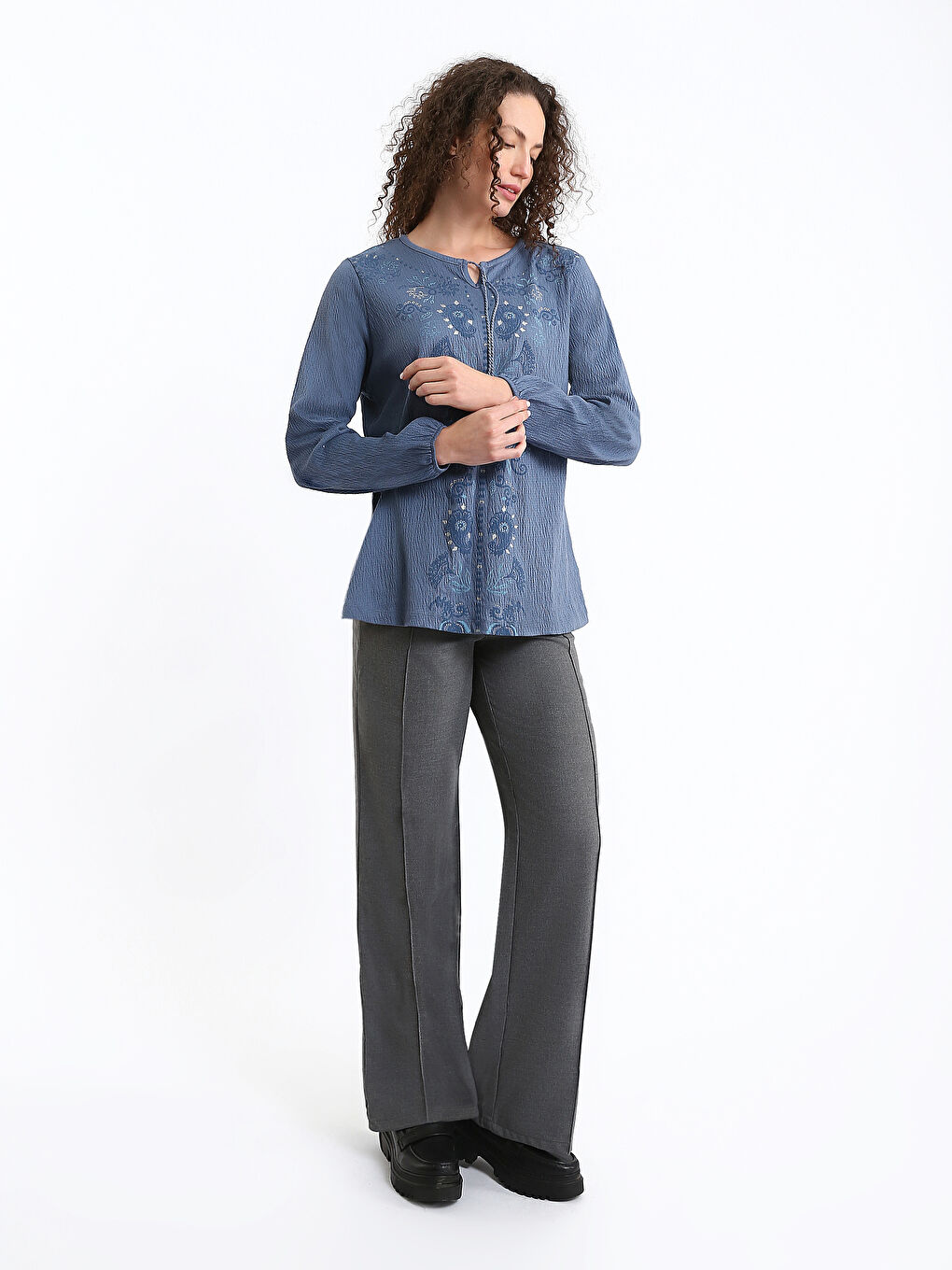 Tie Neck Women's Blouse-1