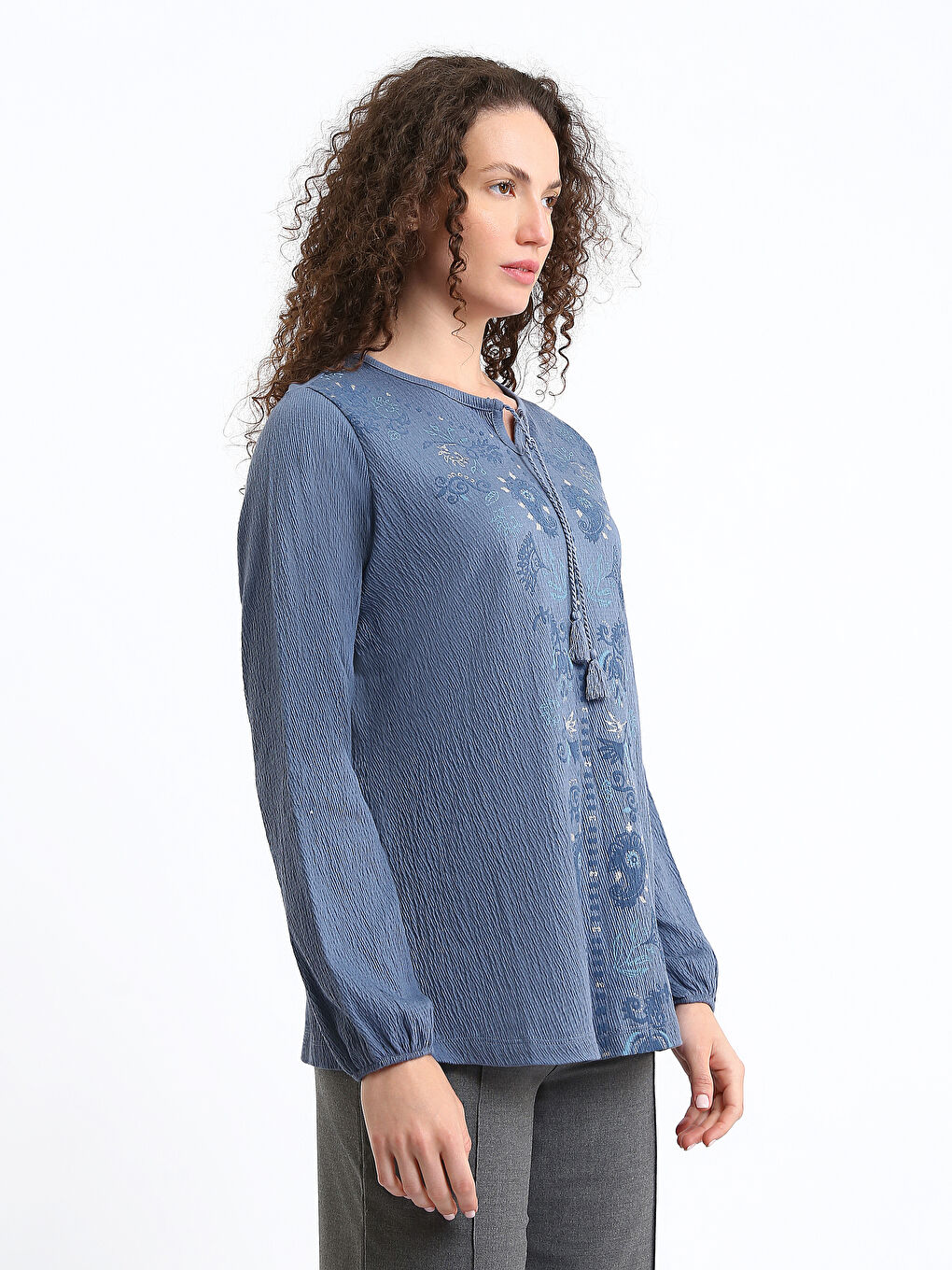 Tie Neck Women's Blouse-3