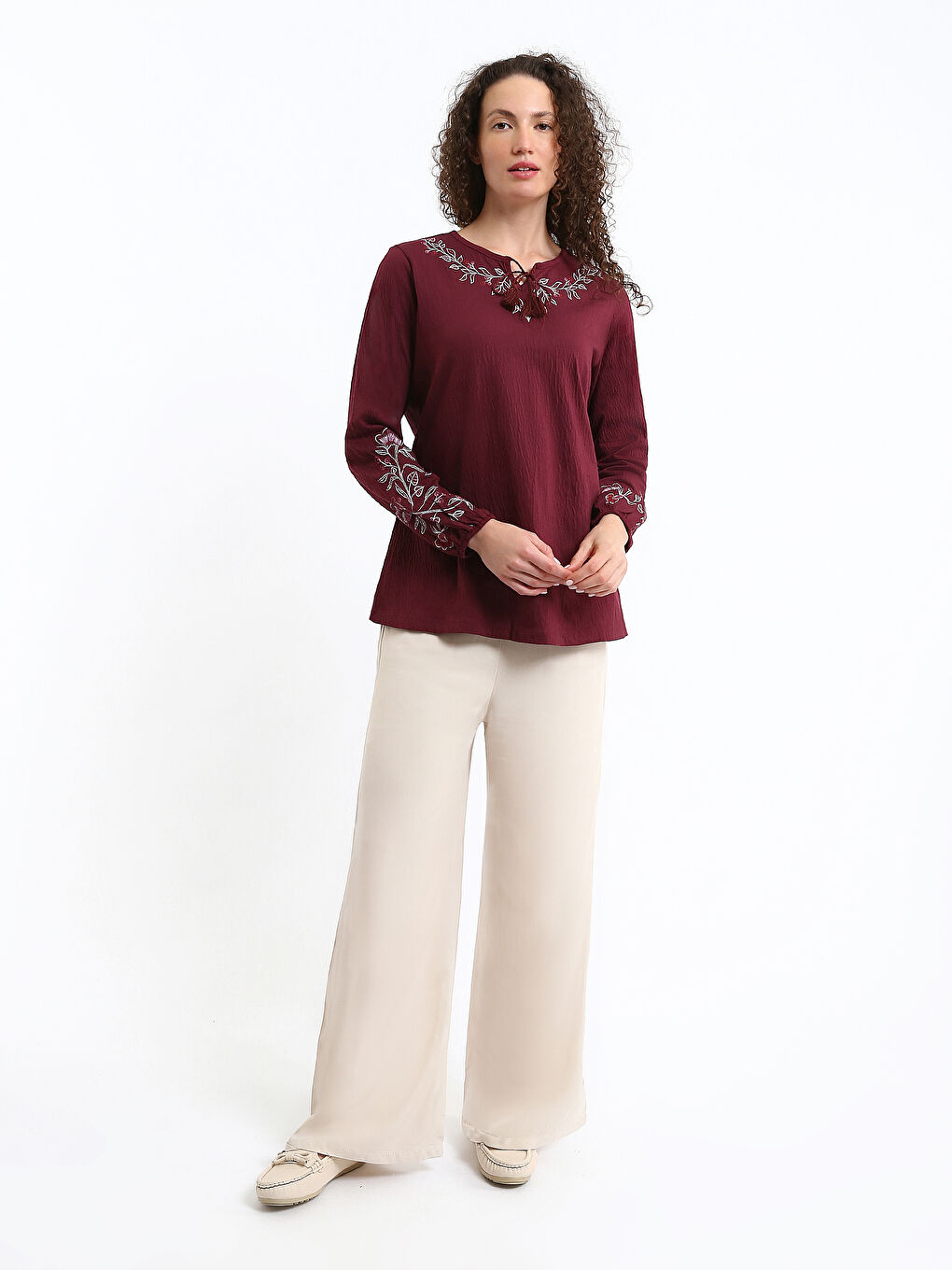 Tie Neck Women's Blouse-1