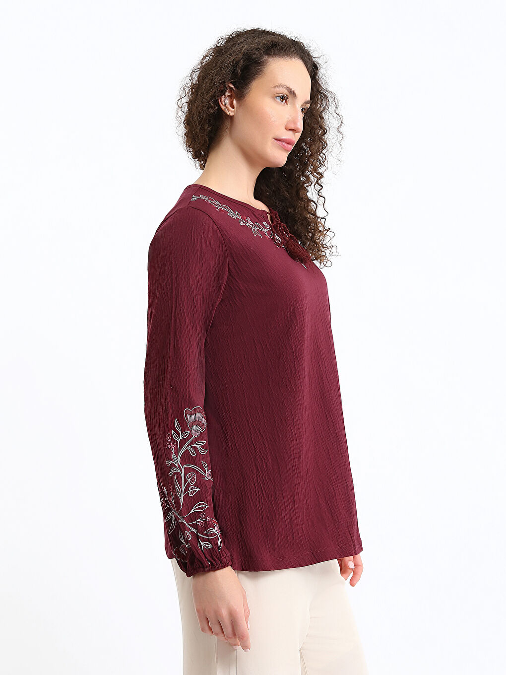 Tie Neck Women's Blouse-3